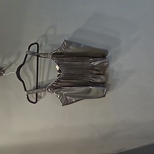 Anthropologie faux leather top. Peplum bottom zipper back